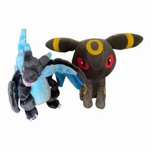 Pokémon Japanese Plush Lot Mega Charizard X & Umbreon Stuffed Animal Figures 8”